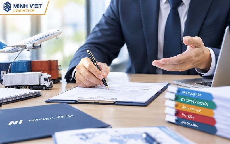 Đại diện giao dịch, phối hợp thông tin, theo dõi tiến độ